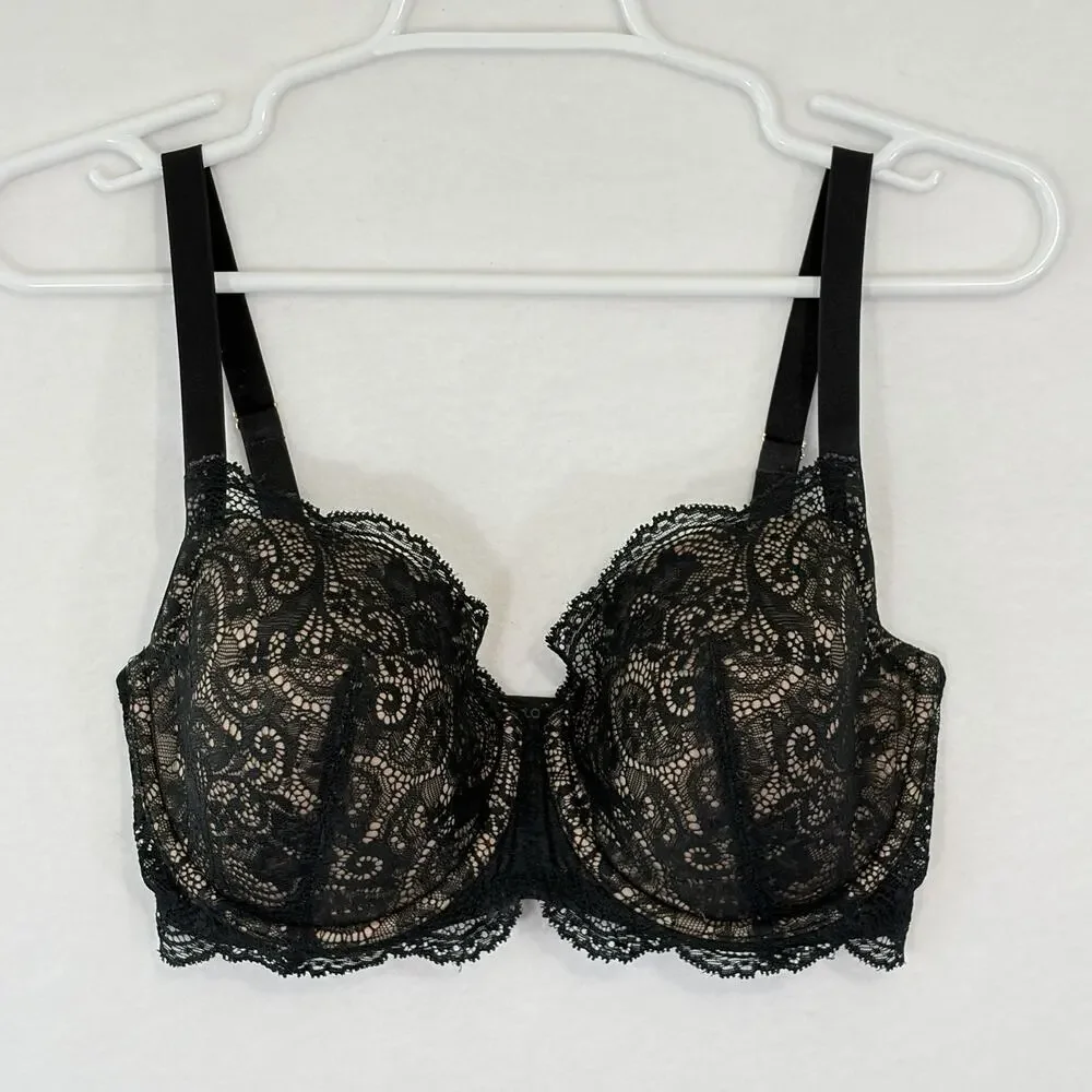 Thirdlove 24/7 Lace Balconette Bra Black Size 32F Underwire